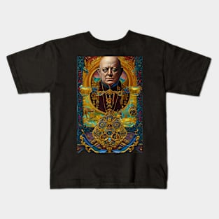 Aleister Crowley The Great Beast of Thelema painted in a Surrealist and Impressionist style Kids T-Shirt